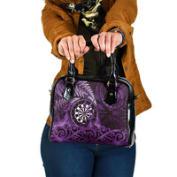 New Zealand Darts Shoulder Handbag Maori Koru Dartboard Purple Flame