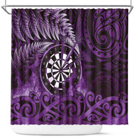 New Zealand Darts Shower Curtain Maori Koru Dartboard Purple Flame