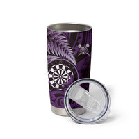 Personalised New Zealand Darts Tumbler Cup Maori Koru Dartboard Purple Flame