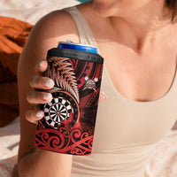 Personalised New Zealand Darts 4 in 1 Can Cooler Tumbler Maori Koru Dartboard Red Flame