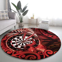 New Zealand Darts Round Carpet Maori Koru Dartboard Red Flame