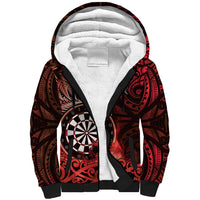 Personalised New Zealand Darts Sherpa Hoodie Maori Koru Dartboard Red Flame