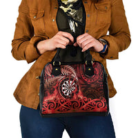 New Zealand Darts Shoulder Handbag Maori Koru Dartboard Red Flame