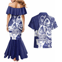 Guam Chief Quipuha Couples Matching Mermaid Dress and Hawaiian Shirt Polynesian Pattern With Guasali Flowers