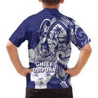 Guam Chief Quipuha Family Matching Tank Maxi Dress and Hawaiian Shirt Polynesian Pattern With Guasali Flowers