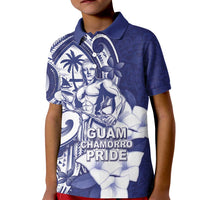 Guam Chief Quipuha Kid Polo Shirt Polynesian Pattern With Guasali Flowers LT05 Kid Navy - Polynesian Pride