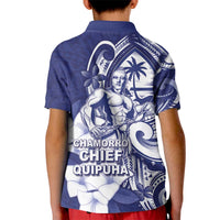 Guam Chief Quipuha Kid Polo Shirt Polynesian Pattern With Guasali Flowers LT05 - Polynesian Pride