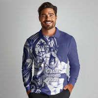 Guam Chief Quipuha Long Sleeve Polo Shirt Polynesian Pattern With Guasali Flowers