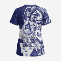 Guam Chief Quipuha Scrub Top Polynesian Pattern With Guasali Flowers LT05 - Polynesian Pride