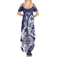 Guam Chief Quipuha Summer Maxi Dress Polynesian Pattern With Guasali Flowers