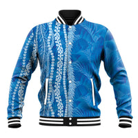 Hawaii Prince Kuhio Baseball Jacket Blue Hawaiian Lau Maia With Leis LT05 Unisex Blue - Polynesian Pride