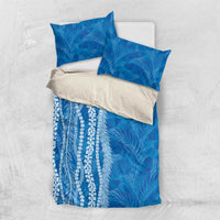 Hawaii Prince Kuhio Bedding Set Blue Hawaiian Lau Maia With Leis LT05 US Twin 172cm x 218cm Blue - Polynesian Pride