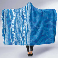 Hawaii Prince Kuhio Hooded Blanket Blue Hawaiian Lau Maia With Leis LT05 One Size Blue - Polynesian Pride