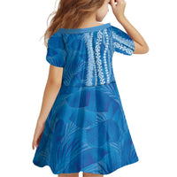 Hawaii Prince Kuhio Kid Short Sleeve Dress Blue Hawaiian Lau Maia With Leis LT05 - Polynesian Pride