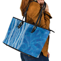 Hawaii Prince Kuhio Leather Tote Bag Blue Hawaiian Lau Maia With Leis LT05 - Polynesian Pride
