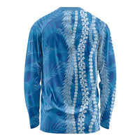 Hawaii Prince Kuhio Long Sleeve Shirt Blue Hawaiian Lau Maia With Leis LT05 - Polynesian Pride