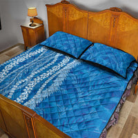 Hawaii Prince Kuhio Quilt Bed Set Blue Hawaiian Lau Maia With Leis LT05 - Polynesian Pride