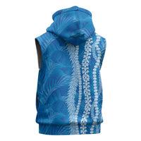 Hawaii Prince Kuhio Sleeveless Zip Hoodie Blue Hawaiian Lau Maia With Leis