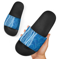 Hawaii Prince Kuhio Slide Sandals Blue Hawaiian Lau Maia With Leis LT05 - Polynesian Pride