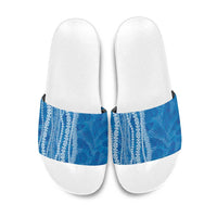 Hawaii Prince Kuhio Slide Sandals Blue Hawaiian Lau Maia With Leis LT05 Blue - Polynesian Pride