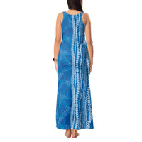 Hawaii Prince Kuhio Tank Maxi Dress Blue Hawaiian Lau Maia With Leis LT05 - Polynesian Pride