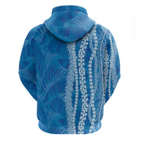 Hawaii Prince Kuhio Zip Hoodie Blue Hawaiian Lau Maia With Leis LT05 - Polynesian Pride