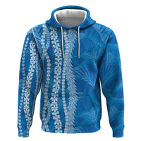 Hawaii Prince Kuhio Zip Hoodie Blue Hawaiian Lau Maia With Leis LT05 Pullover Hoodie Blue - Polynesian Pride