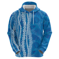Hawaii Prince Kuhio Zip Hoodie Blue Hawaiian Lau Maia With Leis LT05 - Polynesian Pride