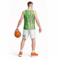 Hawaii Prince Kuhio Basketball Jersey Lime Green Hawaiian Lau Maia With Leis LT05 - Polynesian Pride