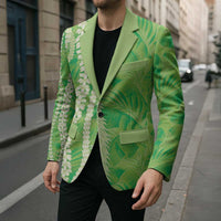 Hawaii Prince Kuhio Blazer Lime Green Hawaiian Lau Maia With Leis LT05 - Polynesian Pride