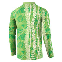 Hawaii Prince Kuhio Button Sweatshirt Lime Green Hawaiian Lau Maia With Leis LT05 - Polynesian Pride
