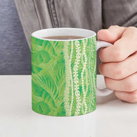 Hawaii Prince Kuhio Ceramic Mug Lime Green Hawaiian Lau Maia With Leis LT05 - Polynesian Pride