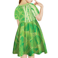 Hawaii Prince Kuhio Kid Short Sleeve Dress Lime Green Hawaiian Lau Maia With Leis LT05 - Polynesian Pride