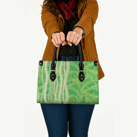 Hawaii Prince Kuhio Leather Bag Lime Green Hawaiian Lau Maia With Leis LT05 - Polynesian Pride