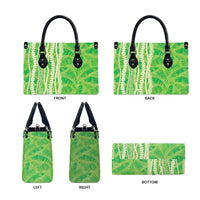 Hawaii Prince Kuhio Leather Bag Lime Green Hawaiian Lau Maia With Leis LT05 - Polynesian Pride