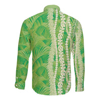 Hawaii Prince Kuhio Long Sleeve Button Shirt Lime Green Hawaiian Lau Maia With Leis LT05 - Polynesian Pride