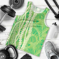 Hawaii Prince Kuhio Men Tank Top Lime Green Hawaiian Lau Maia With Leis LT05 - Polynesian Pride