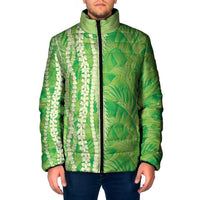 Hawaii Prince Kuhio Padded Jacket Lime Green Hawaiian Lau Maia With Leis LT05 Men Green - Polynesian Pride