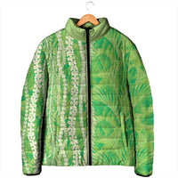 Hawaii Prince Kuhio Padded Jacket Lime Green Hawaiian Lau Maia With Leis LT05 - Polynesian Pride