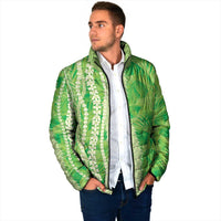 Hawaii Prince Kuhio Padded Jacket Lime Green Hawaiian Lau Maia With Leis LT05 - Polynesian Pride