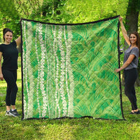 Hawaii Prince Kuhio Quilt Lime Green Hawaiian Lau Maia With Leis LT05 - Polynesian Pride