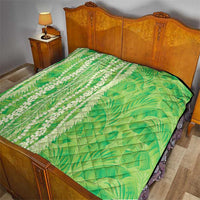 Hawaii Prince Kuhio Quilt Lime Green Hawaiian Lau Maia With Leis LT05 - Polynesian Pride