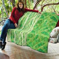 Hawaii Prince Kuhio Quilt Lime Green Hawaiian Lau Maia With Leis LT05 - Polynesian Pride