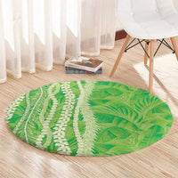 Hawaii Prince Kuhio Round Carpet Lime Green Hawaiian Lau Maia With Leis LT05 - Polynesian Pride
