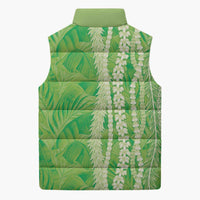 Hawaii Prince Kuhio Sleeveless Puffer Jacket Lime Green Hawaiian Lau Maia With Leis LT05 - Polynesian Pride