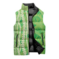 Hawaii Prince Kuhio Sleeveless Puffer Jacket Lime Green Hawaiian Lau Maia With Leis LT05 - Polynesian Pride