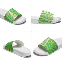 Hawaii Prince Kuhio Slide Sandals Lime Green Hawaiian Lau Maia With Leis LT05 - Polynesian Pride