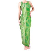 Hawaii Prince Kuhio Tank Maxi Dress Lime Green Hawaiian Lau Maia With Leis LT05 Women Green - Polynesian Pride