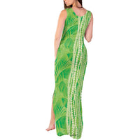 Hawaii Prince Kuhio Tank Maxi Dress Lime Green Hawaiian Lau Maia With Leis LT05 - Polynesian Pride