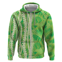 Hawaii Prince Kuhio Zip Hoodie Lime Green Hawaiian Lau Maia With Leis LT05 Zip Hoodie Green - Polynesian Pride